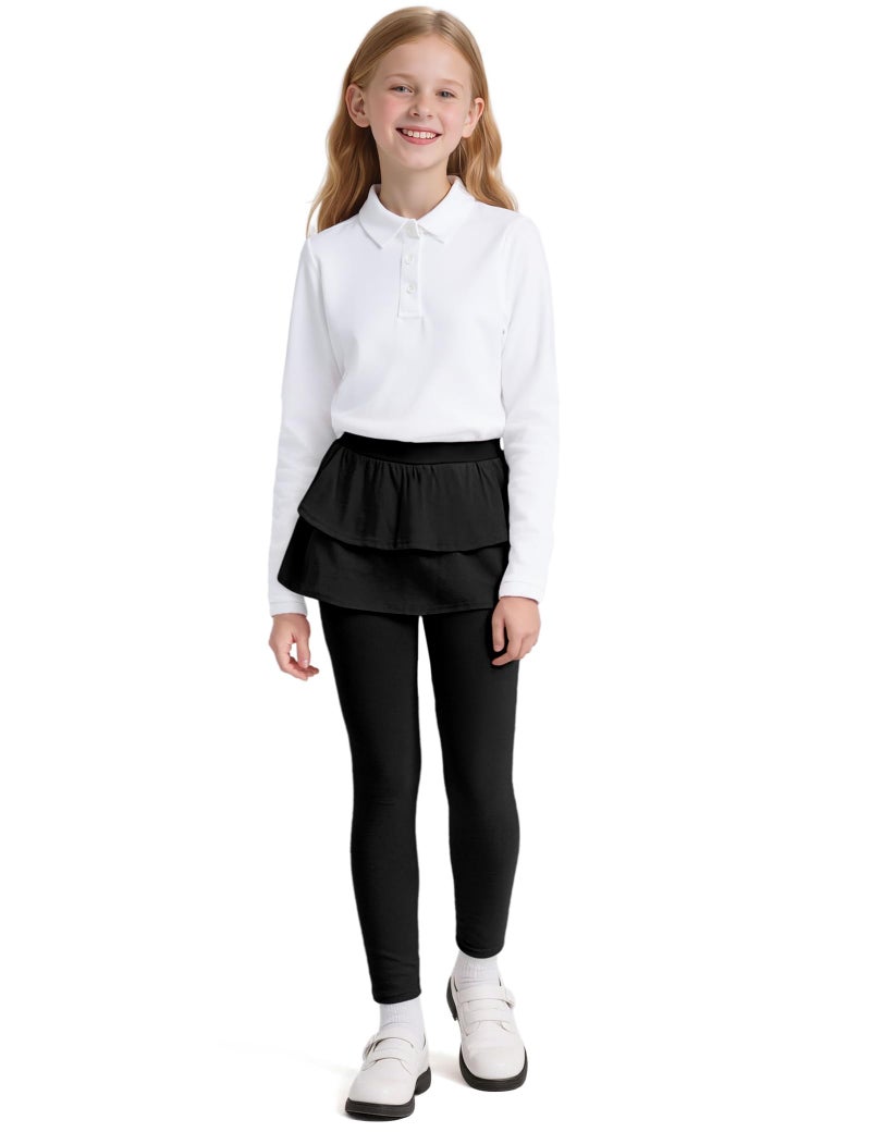 Auranso Girls Leggings with Skirt Kids Clothes Ruffle Tutu Pants Black 9-10 Years - Image 2